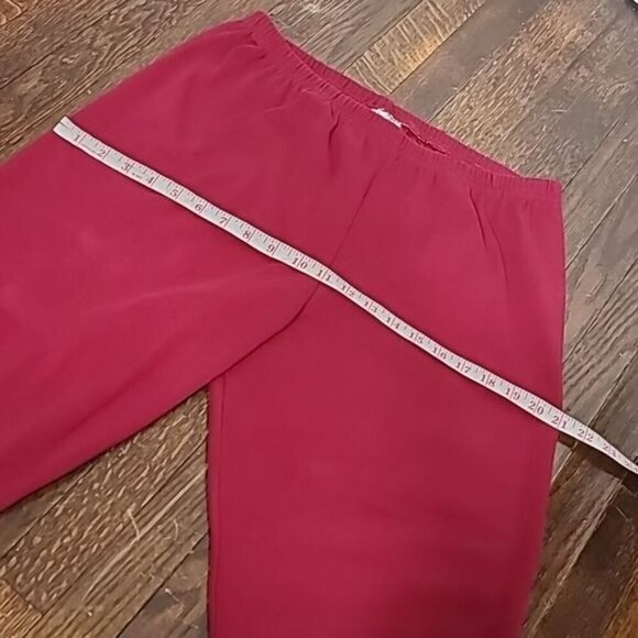 Vintage 80s 90s Deep Red Pull on Mid Rise Cigarette Pants - Picture 7 of 12